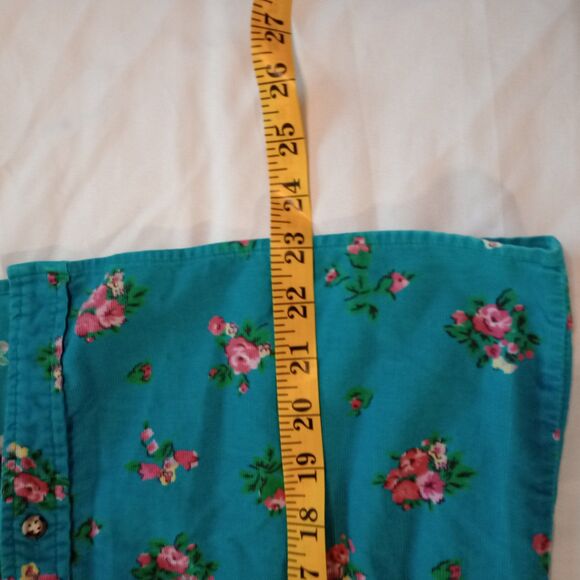 Vintage Cambridge Dry Goods Turquoise Floral Corduroy L/S Button Up. Sz. 4 Cotto - Picture 6 of 7